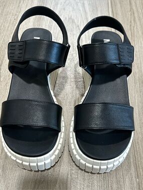 MIA Black Platform Sandals with White Lug Sole